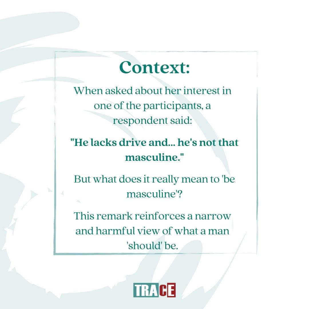 lab_trace's tweet image. REFLEXION 💭
Recently, on a reality show, when a participant was asked about her interest in another participant, she said, "He lacks drive and... he's not that masculine." We reflected on the impact of these comments. #OccupationDouble