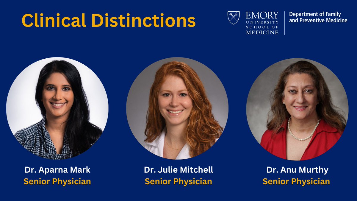 Emory Dept of Family & Preventive Medicine (@emoryfammed) on Twitter photo It's Faculty Recognitions Week <a href="/EmoryMedicine/">Emory School of Medicine</a> and we have <a href="/EmoryFamMed/">Emory Dept of Family & Preventive Medicine</a> faculty to celebrate! Clinical Distinctions recognize faculty who devote most of their time to providing excellence in clinical care. It's Faculty Recognitions Week <a href="/EmoryMedicine/">Emory School of Medicine</a> and we have <a href="/EmoryFamMed/">Emory Dept of Family & Preventive Medicine</a> faculty to celebrate! Clinical Distinctions recognize faculty who devote most of their time to providing excellence in clinical care.