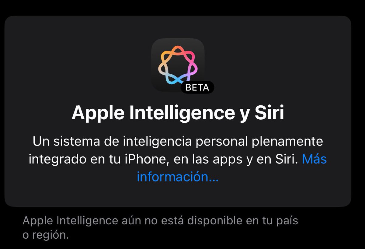 robertxcvi's tweet image. Apple intelligence aún no está disponible en tu país o región …… 
#apple #beta #io18.1
