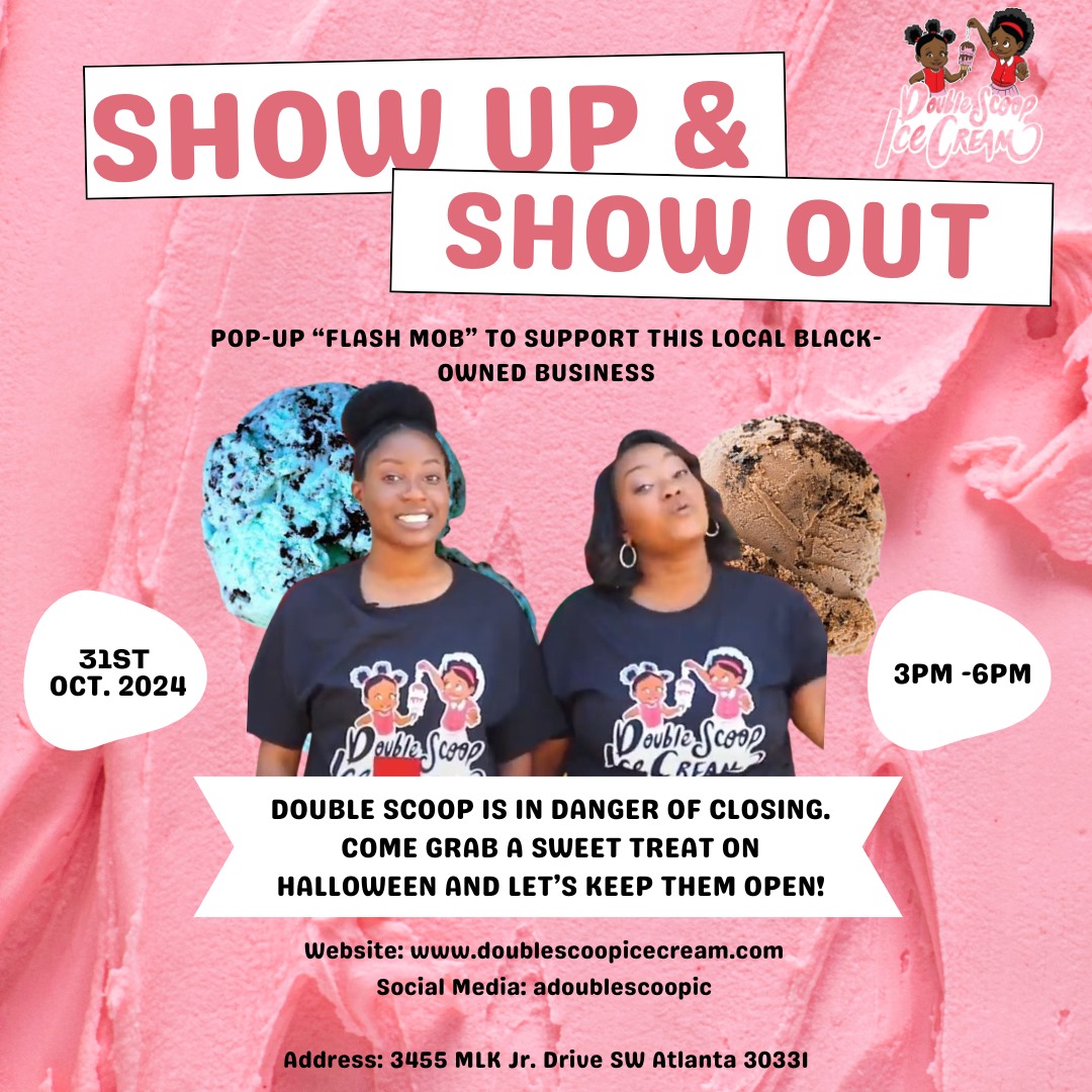 We've got 20 kids ice cream cups sponsored tomorrow to give away for free. Come SHOW UP AND SHOW OUT, ATLANTA!

I refuse to let another #BlackWomanOwned business close down. This year has been too rough on us. Let's support #Blackowned together