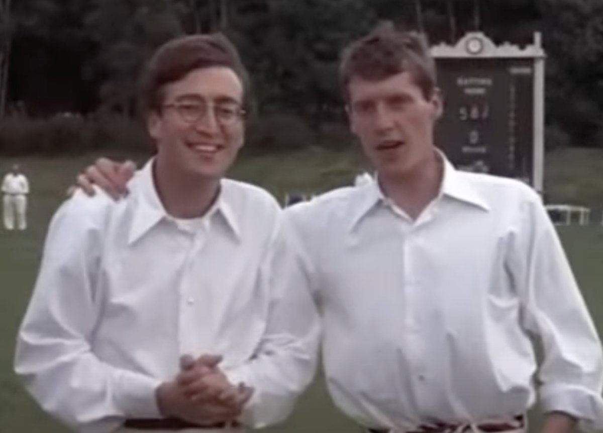 John Lennon and Michael Crawford playing cricket.
(O'Boogie bowled Spencer)