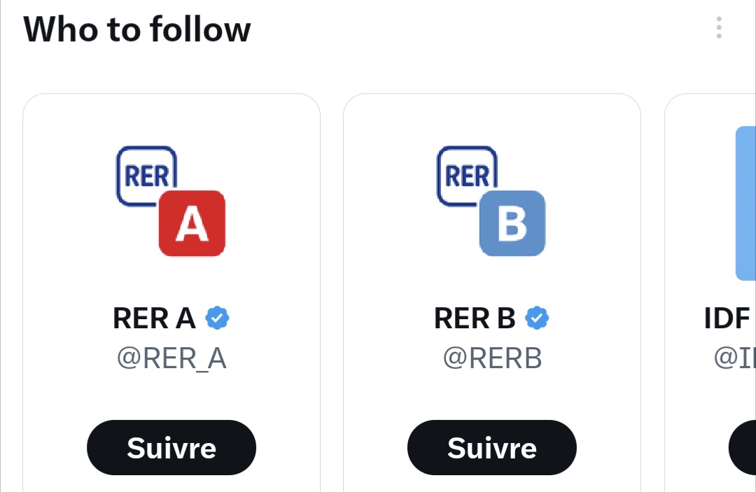 Faustruy's tweet image. TwitterX me conseille de suivre toutes les lignes du RER... 😳
Sauf la mienne 🤣

#WhoToFollow #AffaireASuivre 🤓