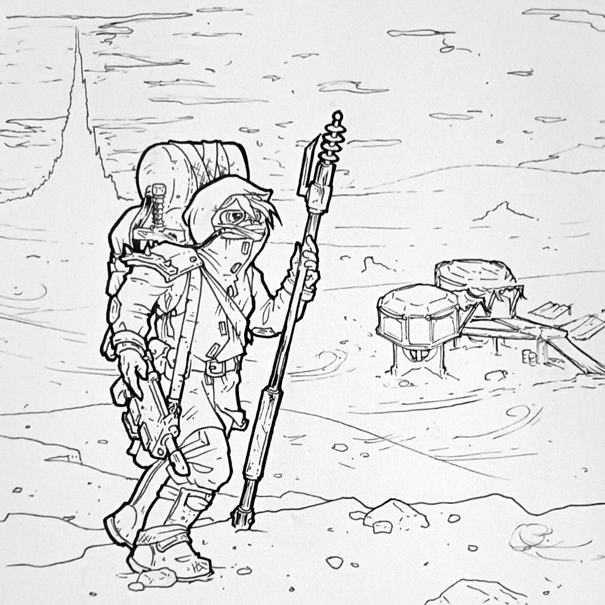 CountersunkCSK's tweet photo. Nectober Day 30 - Peregrinate
#Necromunda #necromundaworldbuilding #Nectober #inktober #inktober2024 #underhive #Peregrinate #wanderer #ashwastes #hivecity https://t.co/f74EUecHbE