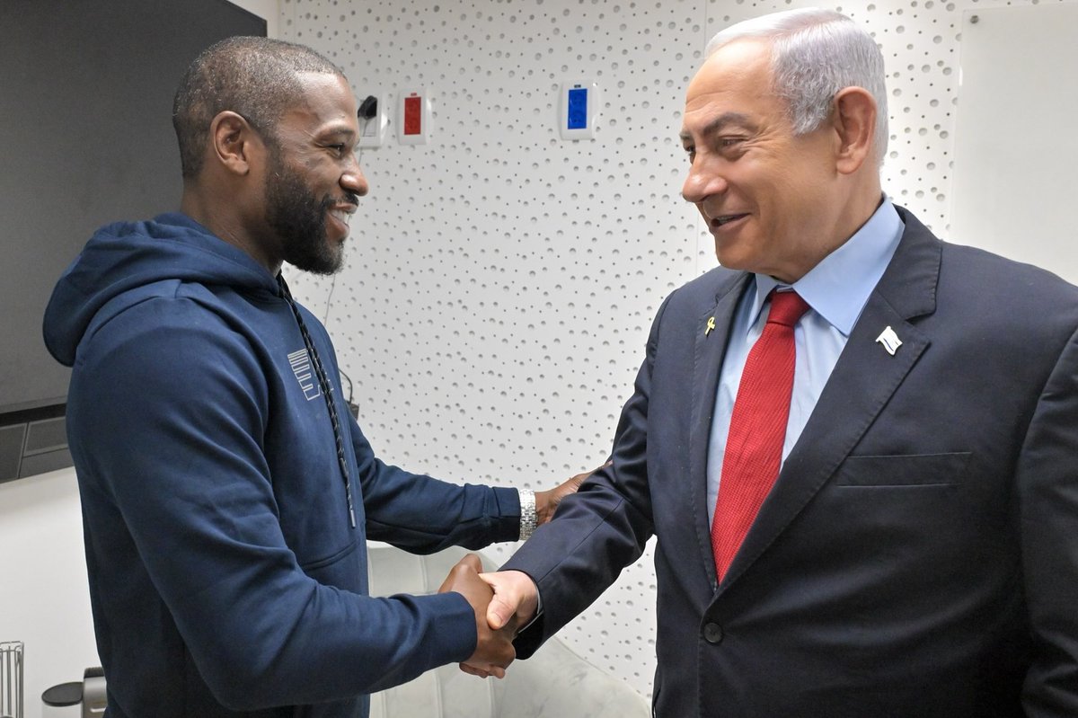 gilmishali's tweet photo. המתאגרף האגדי פלויד מייוות'ר המבקר בישראל נפגש עם ראש הממשלה  נתניהו https://t.co/Hro6agSWyO