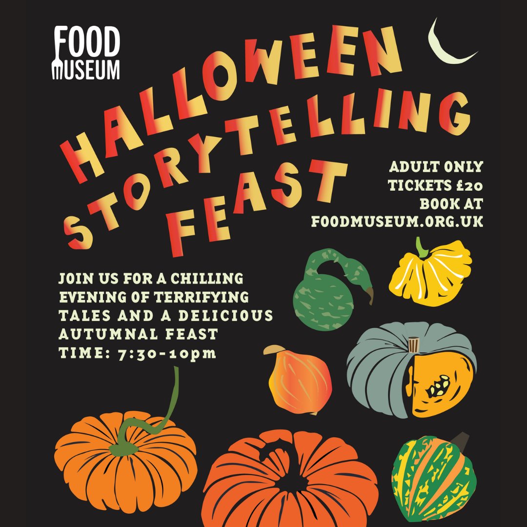 🎃Join us for family-friendly Halloween fun tomorrow from 5.30, then from 7.30pm, join in with an evening of terrifying tales and folklore alongside a seasonal feast 😋

👨‍👩‍👧‍👦Family-friendly - foodmuseum.org.uk/events/family-…
🧛 Adult - foodmuseum.org.uk/events/hallowe…