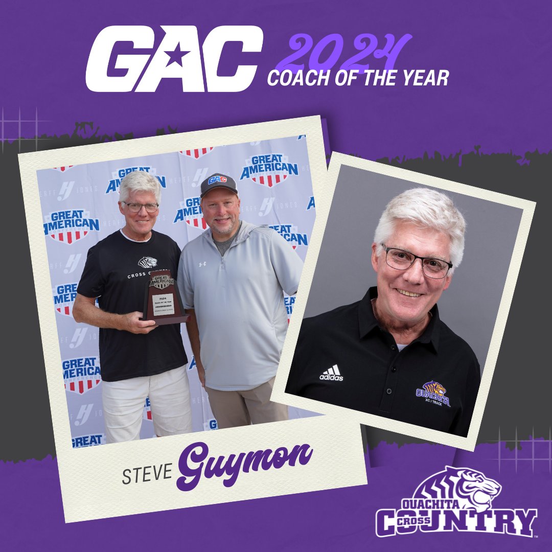 𝐂𝐎𝐀𝐂𝐇 𝐎𝐅 𝐓𝐇𝐄 𝐘𝐄𝐀𝐑

Congratulations to Head Coach Steve Guymon on being named the 2024 GAC Women's Coach of the Year!

This is Coach Guymon's second GAC XC Coach of the year award at Ouachita and the eighth of his coaching career!

#PowerofthePack | #BringYourRoar🐅