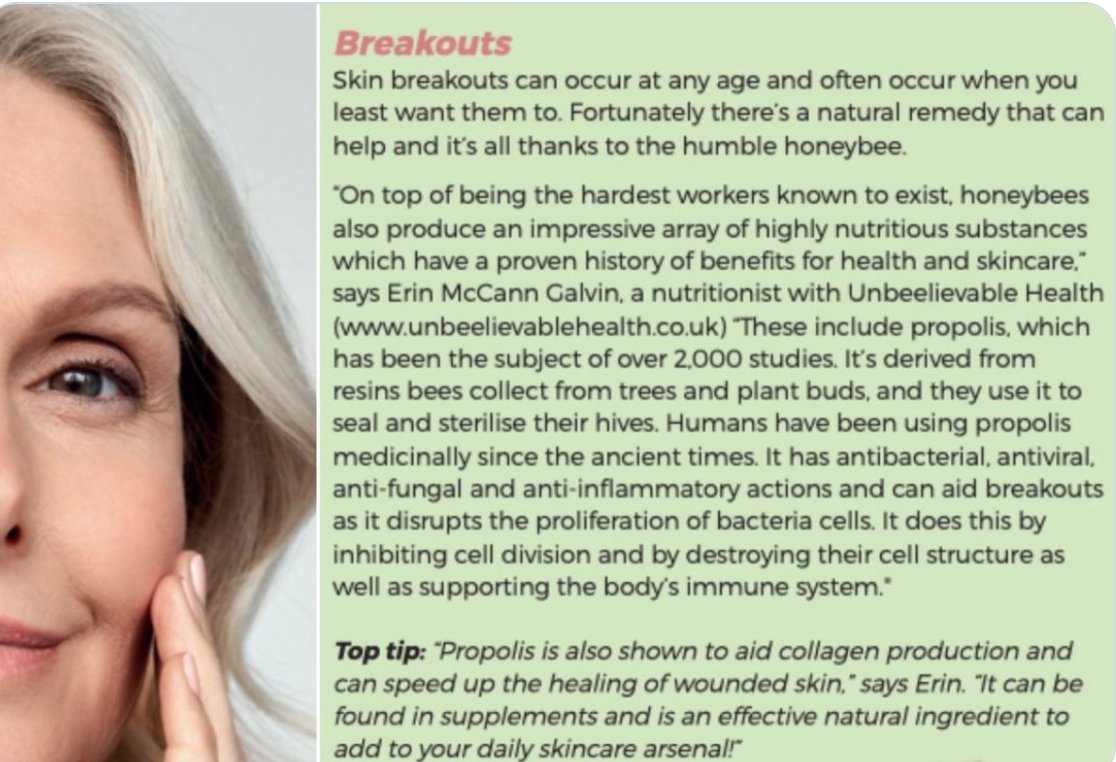 Unbeelievable's tweet image. Bee propolis is shown to help reduce breakouts, clear acne &amp;amp; heal skin.🐝Full article in @YHLMag pg 31 &amp;gt;
    issuu.com/yourhealthyliv… #bbloggers #beautyblogger #skincare
Find propolis in Bee Prepared supplements in @UKHealthStores @healthstores_ie @JohnBellCroyden @Ocado &amp;amp; more.