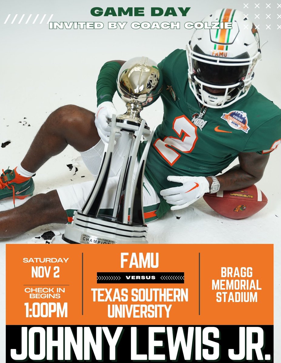 I’ll be at FAMU this weekend.  Appreciate the invite <a href="/CoachColzie/">James Colzie III</a> <a href="/HenryBurris/">Henry Burris</a>