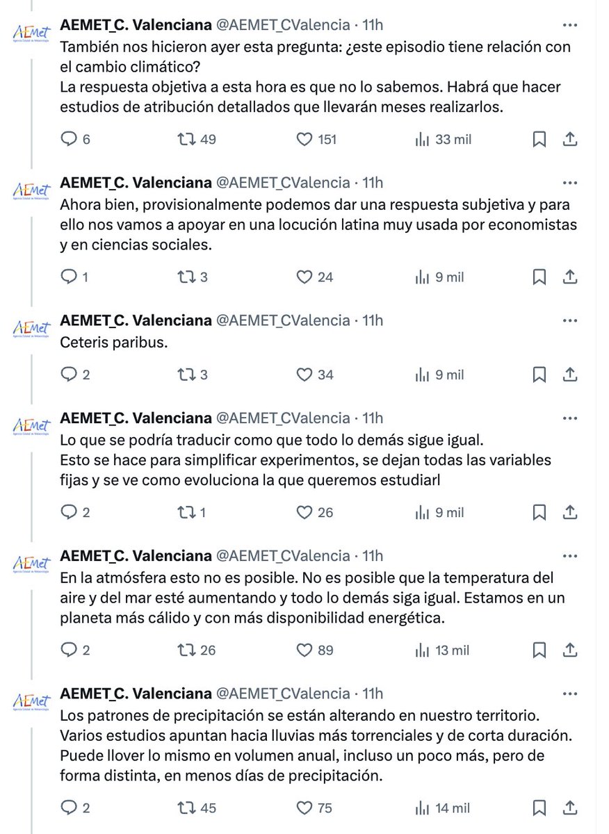 ¿Esta DANA tiene relación con el Cambio Climático?

Esto ha respondido la AEMET en Valencia. Merece la pena leerlo entre tanto ruido.