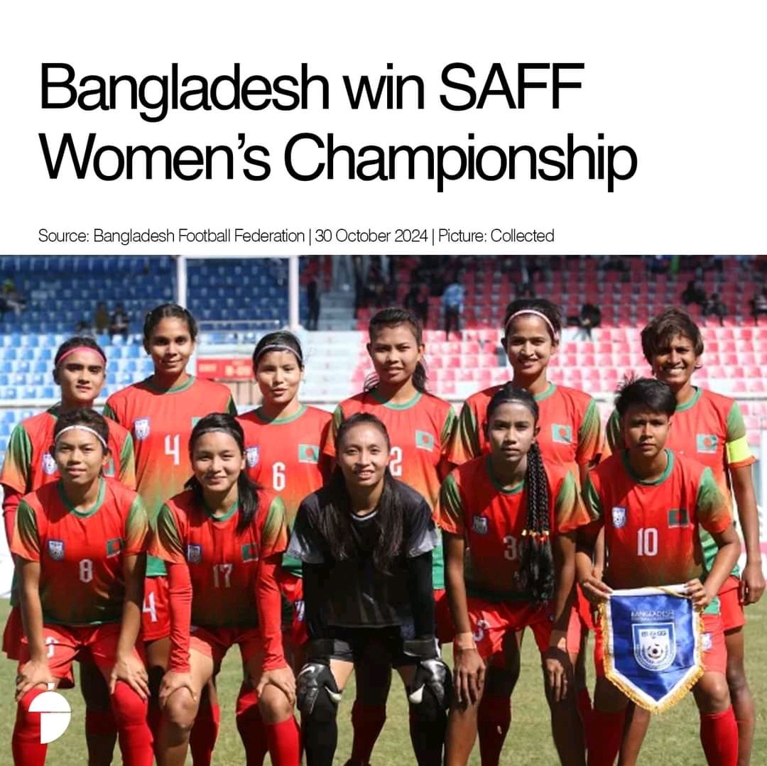 SamiaBinte24972's tweet photo. 🏆 Bangladesh wins back-to-back SAFF Women’s Championship titles! 🇧🇩 A 2-1 victory over Nepal in Kathmandu. Monika &amp; Ritu Porna Chakma with the goals! 💥 #SAFFChampionship #Bangladesh #jmconlinemojo
#thebuzz24
@MoJoJamil https://t.co/kEw4bPRFQF