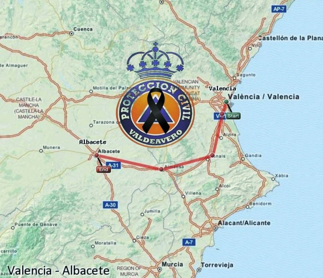 𝗗𝗔𝗡𝗔 𝗩𝗔𝗟𝗘𝗡𝗖𝗜𝗔-𝗔𝗟𝗕𝗔𝗖𝗘𝗧𝗘 
Desde la Agrupación de Valdeavero queremos dar el pésame a todos los familiares y amigos de las personas fallecidas en esta gran tragedia.
Así mismo queremos dar fuerza a los sobrevivientes y un fuerte abrazo!🫂🖤
#dana