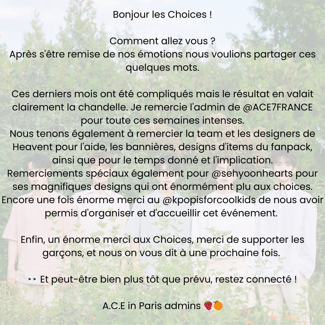 ACEinParis's tweet photo. Thank you to everyone who participated in this project and Choices who came to the event ❤️

#에이스 #초이스 #ACE #CHOICE
#REWINDUSTOUR #REWINDUS_EUROPE https://t.co/f2Mt3yd1zB