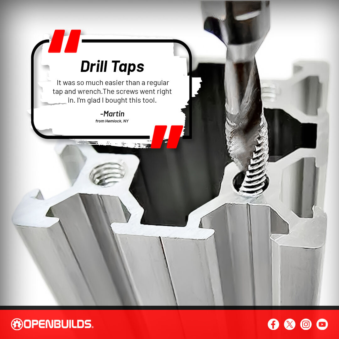 OpenBuilds's tweet image. Speed up your builds with our Drill Taps! Perfect threads, every time. 🔧

Order now and get started! bit.ly/4067HdP

#OpenBuilds #VSlot #TappingTools #DIY