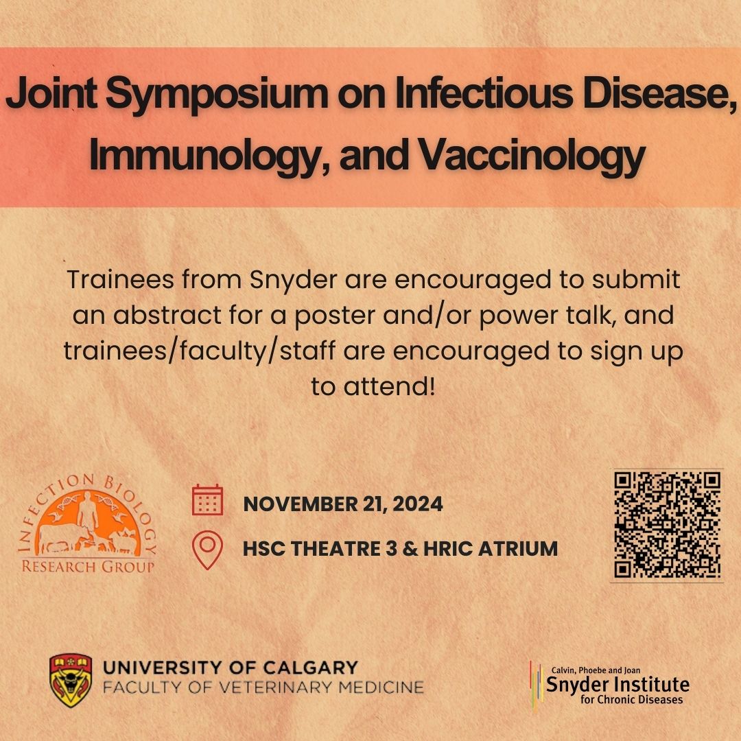 Explore research in Mass Spectrometry &amp; Spatial Genomics!

Register now: forms.office.com/r/EUA4ZuDATV

For more details, feel free to reach out at infection.biology@ucalgary 

#Symposium #InfectiousDisease #ResearchInnovation

@ucalgaryvetmed <a href="/UCalgary/">U Calgary</a> <a href="/UCalgaryMed/">UCalgaryMedicine</a>
