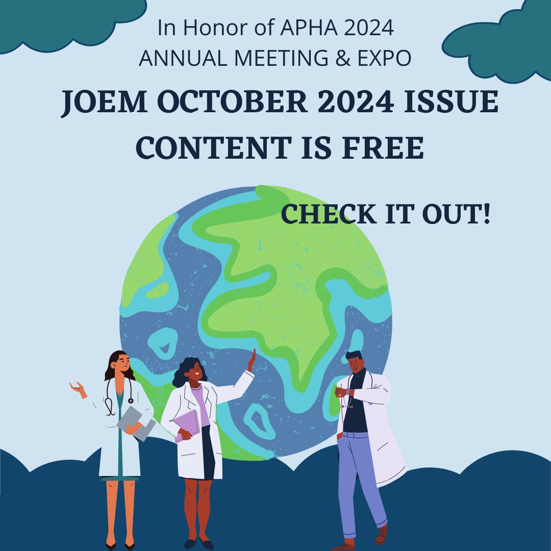 In support of #APHA2024  the October 2024 issue content is freely accessible! Check us out today.
journals.lww.com/joem/pages/cur…
#JOEM
