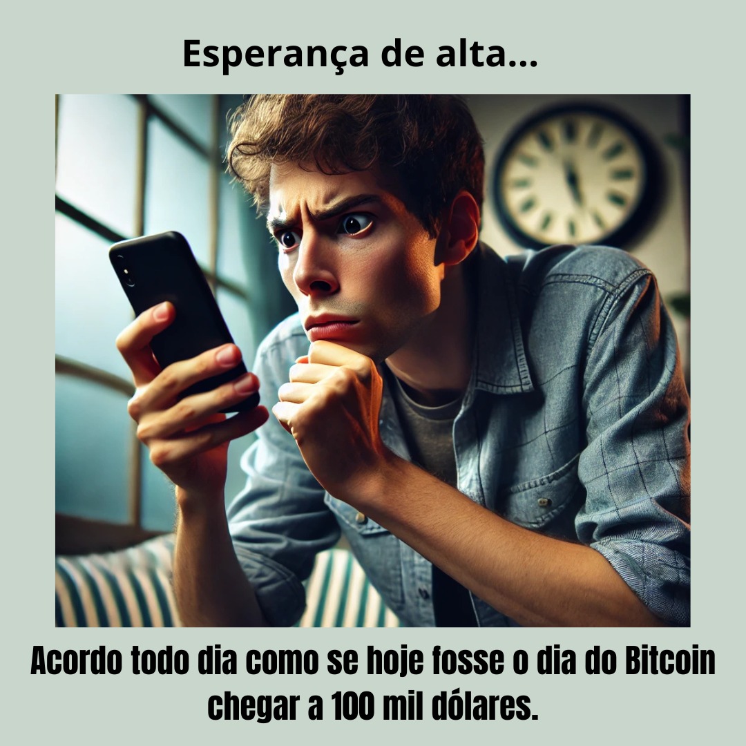 Check no celular a cada 5 minutos... e se hoje for o dia que o #Bitcoin finalmente atinge 100k? 🤯📱 Segura a ansiedade e bora continuar acreditando nessa jornada! 💪🚀 #BTC #ToTheMoon #HodlModeOn
