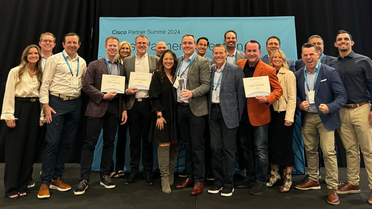 🚀 Triple Win Alert! 🚀
EOS takes home three incredible USA West awards at <a href="/Cisco/">Cisco</a> Partner Summit!

Area Partner of the Year
Collaboration Partner of the Year
Service Partner of the Year

Huge thanks to our dedicated EOS team, our amazing clients, and Cisco for this recognition!
