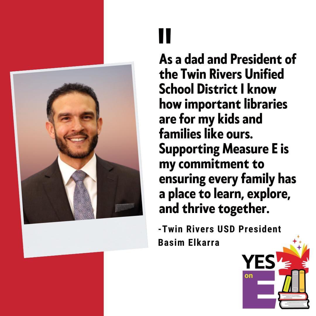 Thank you <a href="/BasimElkarra/">Basim Elkarra باسم القرا</a> for putting your support behind Measure E! Just a few more days to get across the finish line and keep our libraries open! #LibrariesAreForEveryone