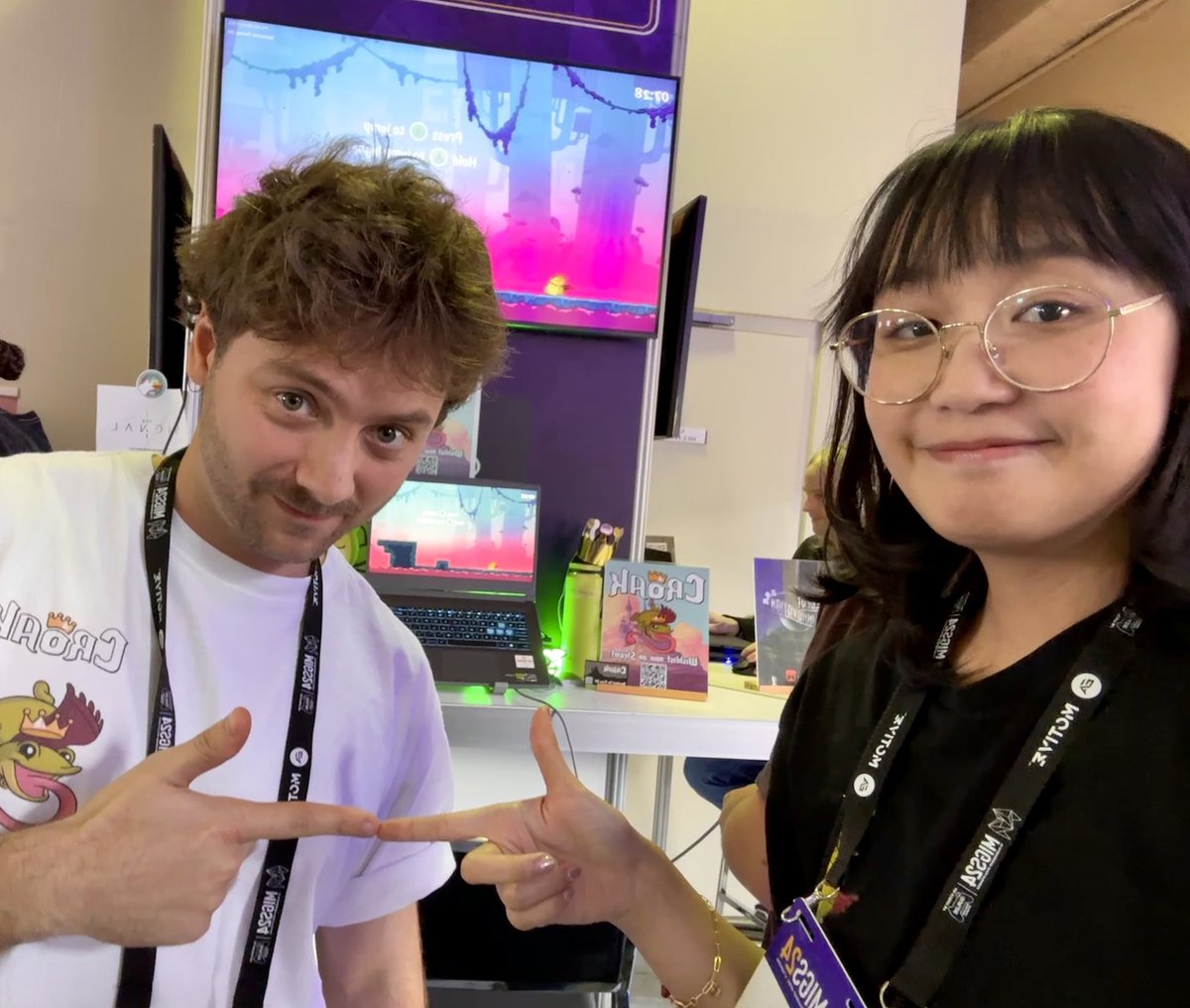 WoodRunnerGames's tweet photo. Day 1 of MIGS! 🥺👉👈😊
Come meet us at the CROAK booth! https://t.co/VdoZ2MzqEo