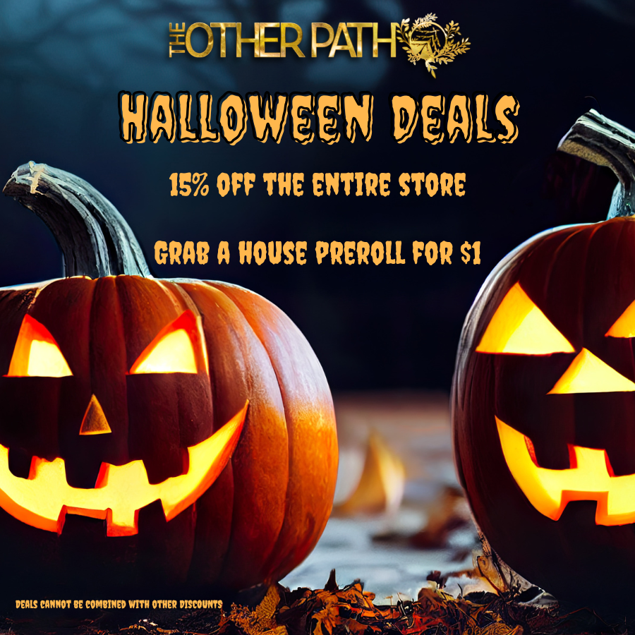 theotherpathcbd's tweet photo. Do you have plans for Halloween? I hope it's coming to see us.💥 🌚 🎃 

CBD, mushrooms, mocktails at The Other Path CBD, and 15% off the entire store! https://t.co/dI9ZMTQAvd