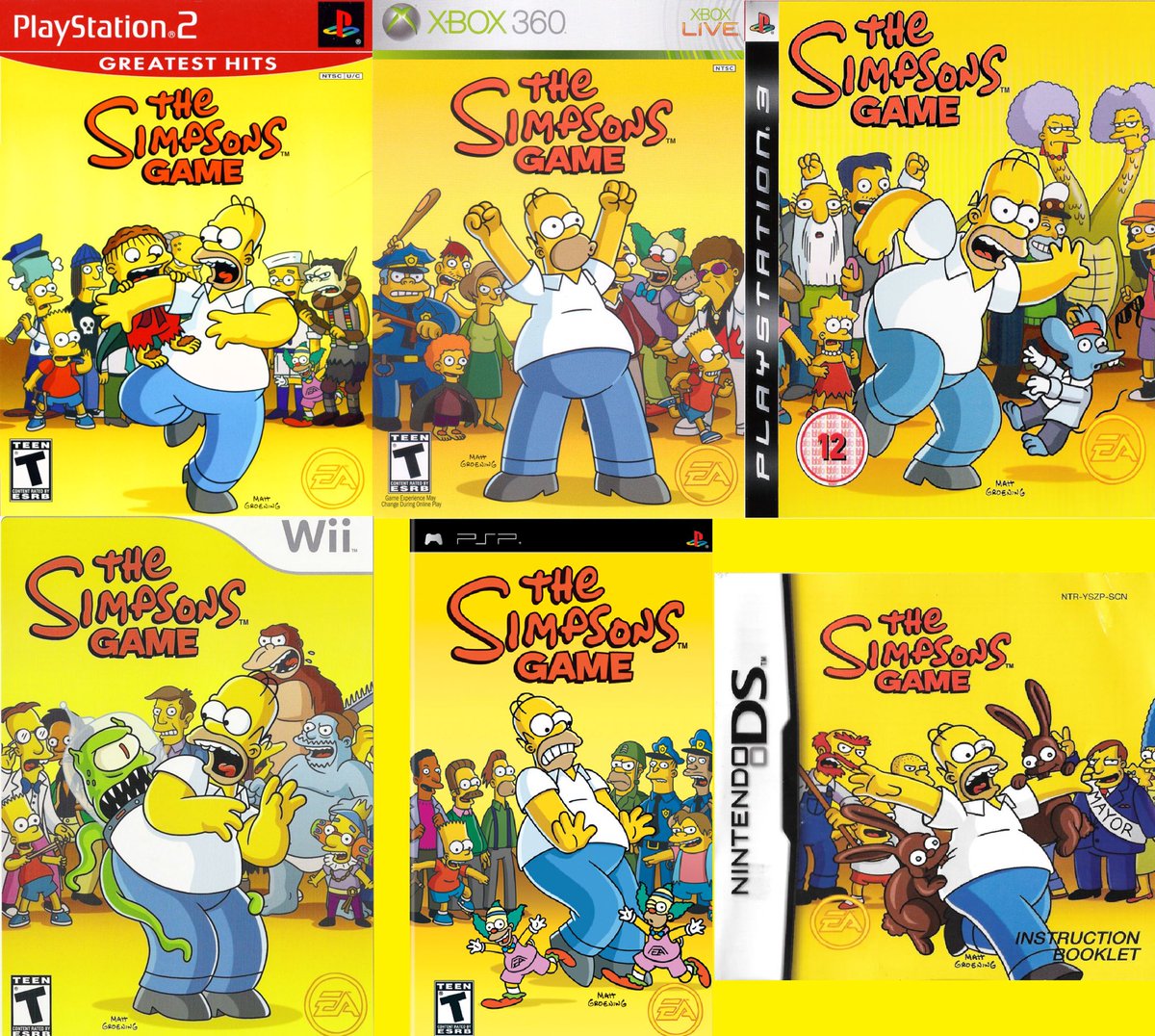 realradec's tweet photo. I always thought it was cool that The Simpsons Game had unique box art for each platform it was on. Wish more games did something like this.

Also 17 years since the last console Simpsons game?? We’re long overdue for another one fr https://t.co/FcoebTGOPT