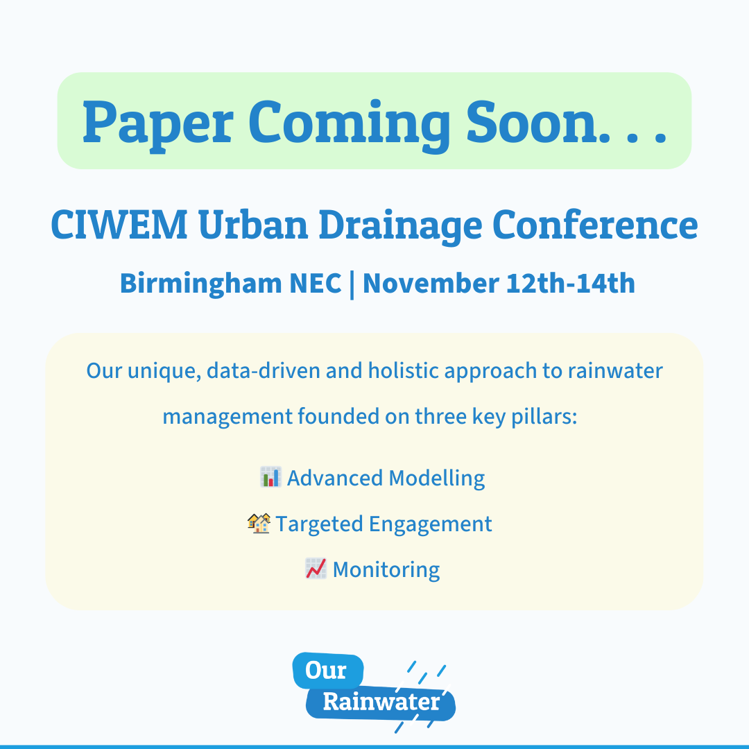 We're excited to be submitting a paper for <a href="/CIWEM/">CIWEM</a>'s CIWEM's #UrbanDrainageConference, exploring our approach to #rainwatermanagement founded on 3 key:

📊 Advanced Modelling
🏘️ Targeted Engagement
📈 Monitoring

We can't wait to share more in a few weeks' time...

#CIWEM