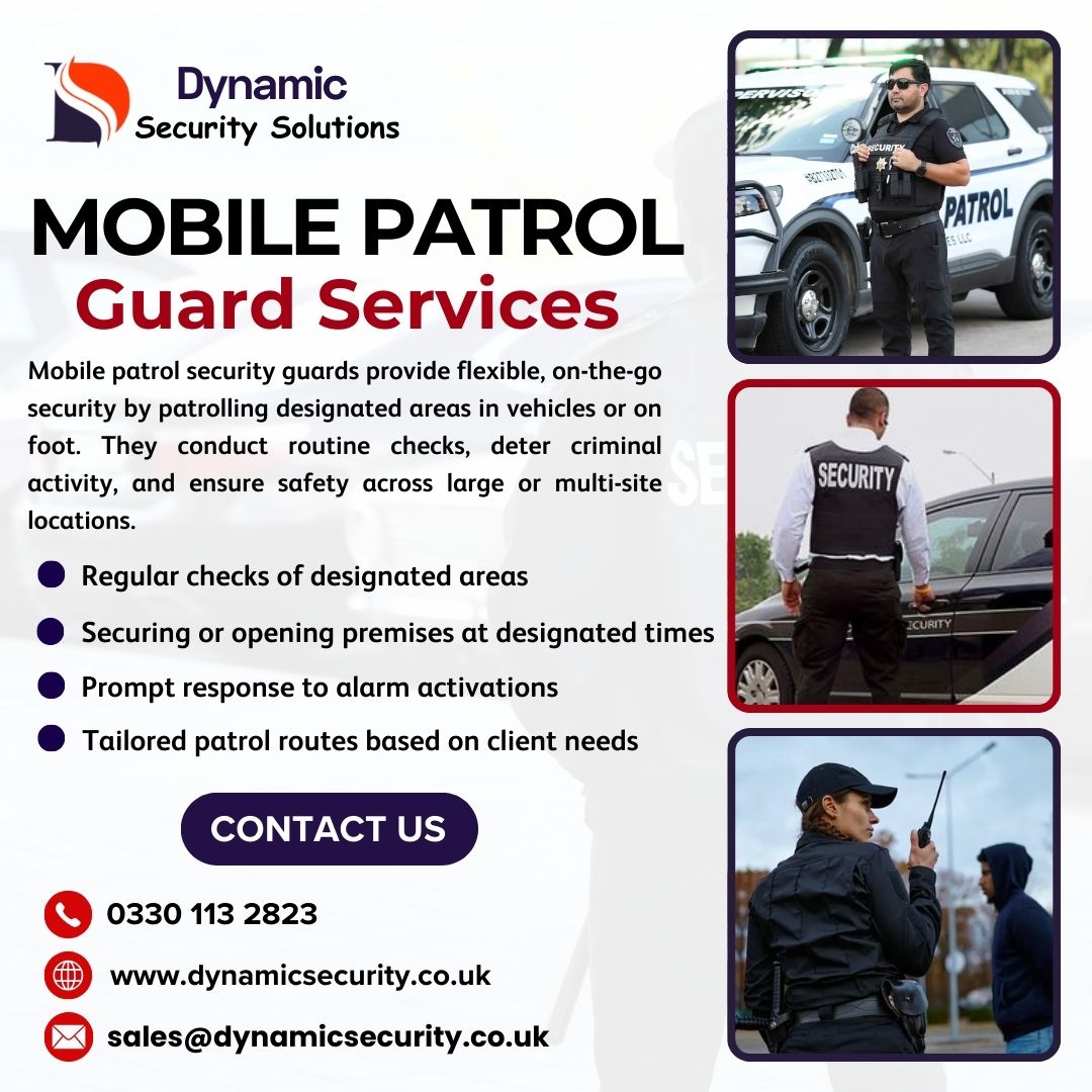 Dynamicsecurit4's tweet photo. Mobile patrol guards offer flexible, proactive security through regular patrols, crime deterrence, and rapid response to incidents. 
.
𝐑𝐞𝐚𝐝 𝐌𝐨𝐫𝐞: https://t.co/FgeEBnIzTF
.
𝐂𝐚𝐥𝐥 𝐮𝐬 𝐚𝐭 | 0330 113 2823
Email us | sales@dynamicsecurity.co.uk
#securityguard https://t.co/ZJ8MTpfjLJ