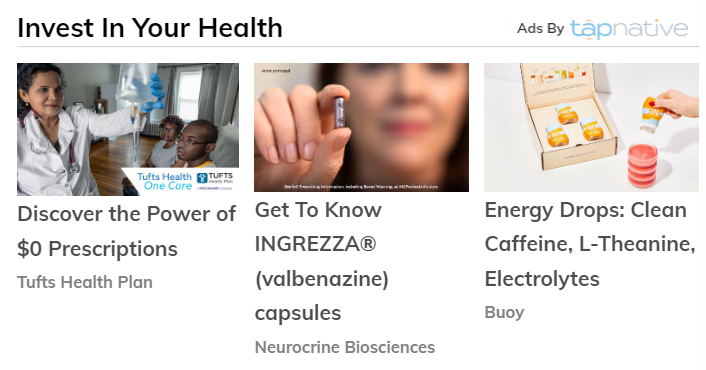 TapNative's tweet photo. We have many new open enrollment advertisers like Tufts Health Plan. They want to reach users while they browse health sites and are thinking about their healthcare. Now that's smart marketing! https://t.co/OHMvnvzTDB