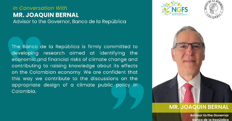 NGFS_'s tweet photo. 🎙  In Conversation with... 

If you want to learn more about the Banco de la Republica’s involvement with the #NGFS, take a look at our latest interview with Joaquin Bernal, Advisor to the Governor at @BancoRepublica

Read more ⤵