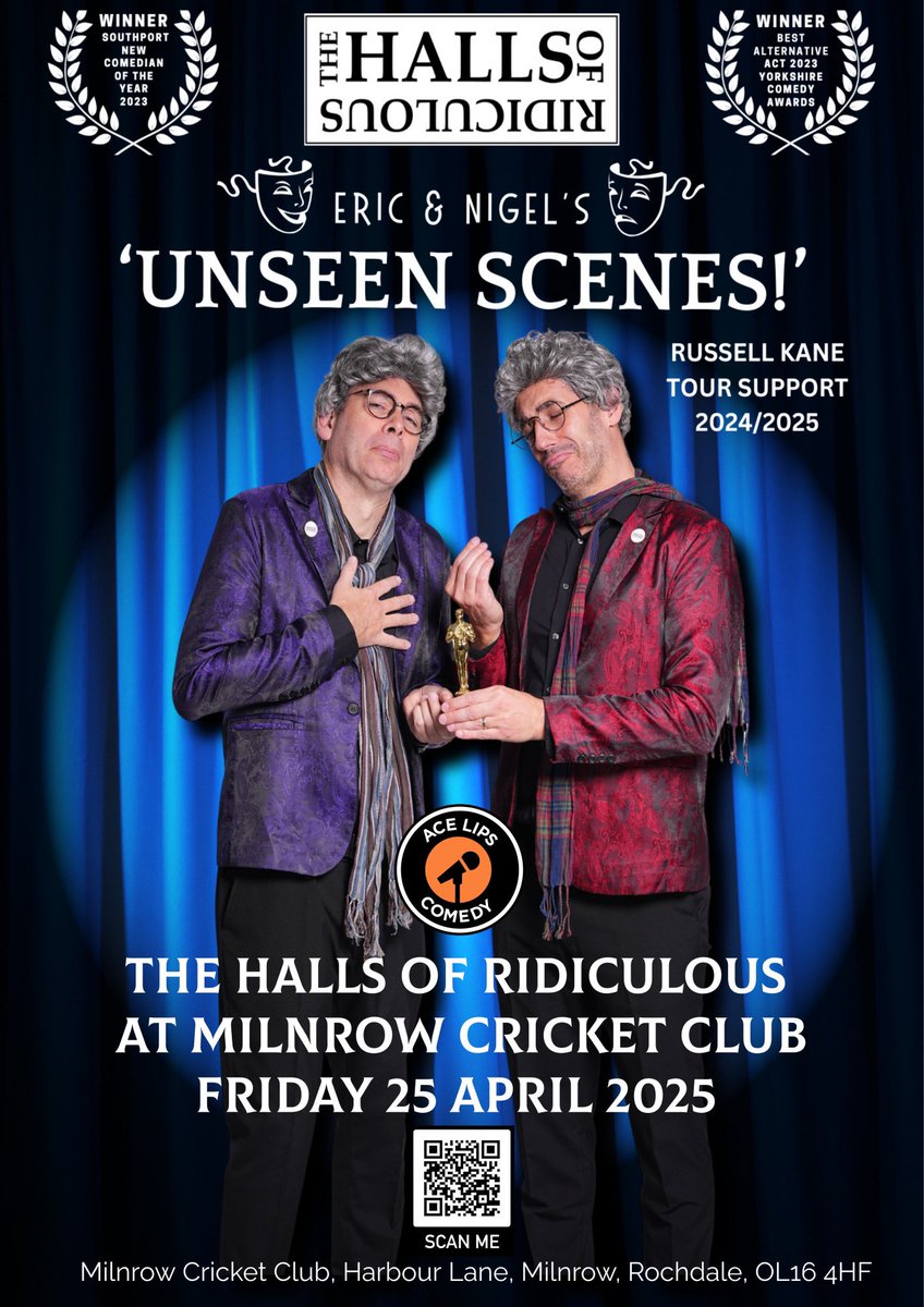 acelipsevents's tweet image. @HallsofRid  in April 2025 at @milnrow_cc ticket link in the bio and via  @eventbrite this is one of to be missed 🎭🎟️ #Comedy #standup #Awardwinning #Milnrow