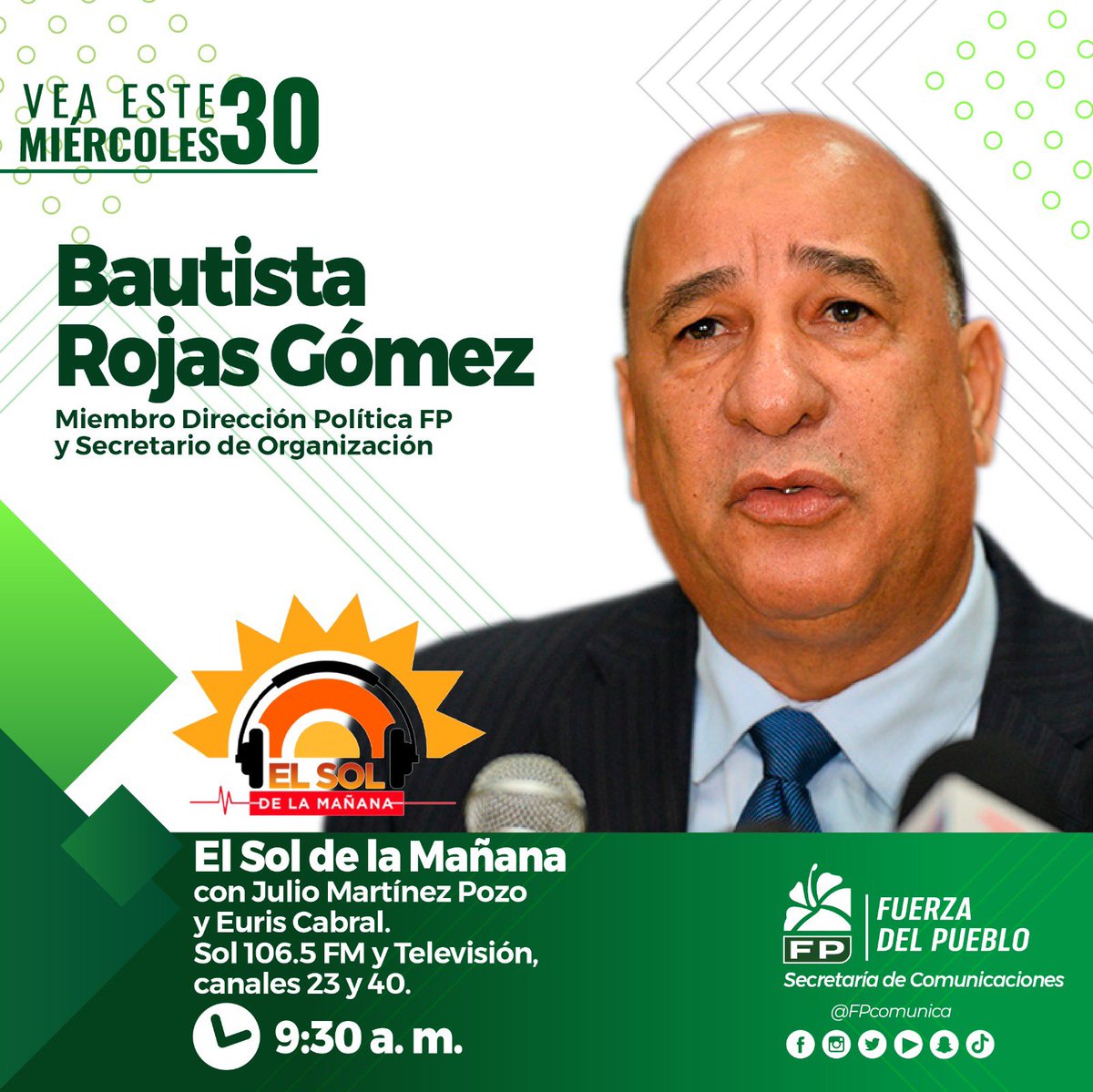 En unos minutos estaré participando en la entrevista de <a href="/SoldelaMananaRD/">El Sol de la Mañana</a> por <a href="/ZOLFM1065/">ZOL 106.5 FM</a>, acompáñame. 

#BautaRojas