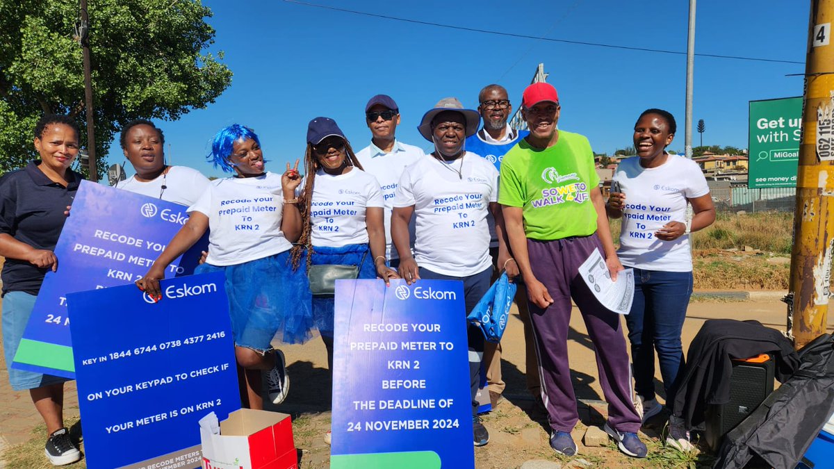 Eskom_SA's tweet photo. #EskomGauteng
#KeyRevisionNumber2
#KRN2Activation
#Soweto
We are in Soweto to encourage and support customers to recode their prepaid meters to the Key Revision Number 2. The number of customers that have recoded their meters in Soweto has improved as we get closer to the deadline of 24 November 2024.
We would like to remind our customers that should they not recode their prepaid meters by 24 November 2024, they will not have access to electricity as their meters will not work.
Gauteng, working together to ensure that no one is left behind.