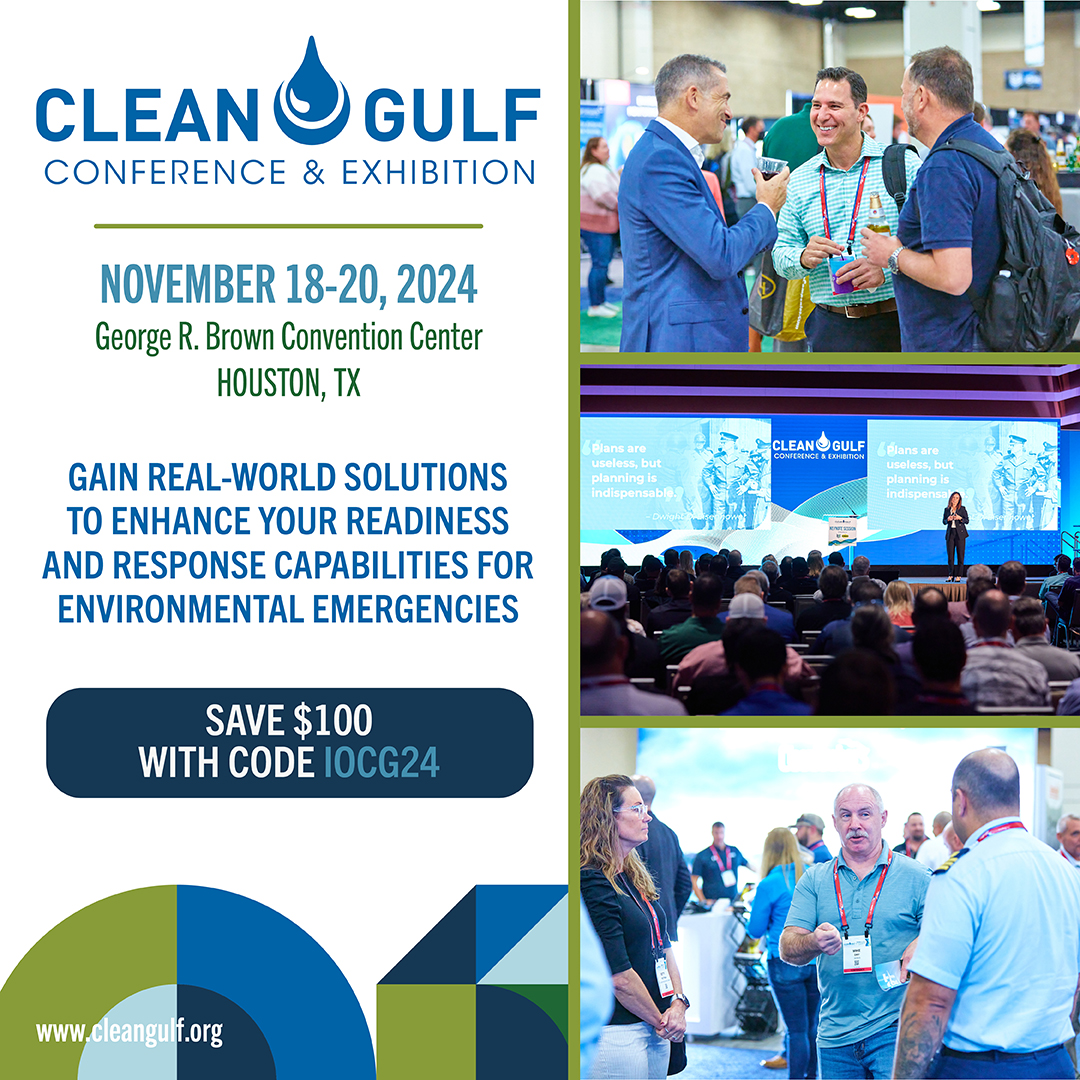 IOSConf2024's tweet photo. CLEAN GULF is in less than a month – now is the time to commit to joining your peers from the response community in Houston! This is your opportunity to make connections with those you may meet during a future response and stay up-to-date on best practices. #Partner https://t.co/7HypMf1pXH