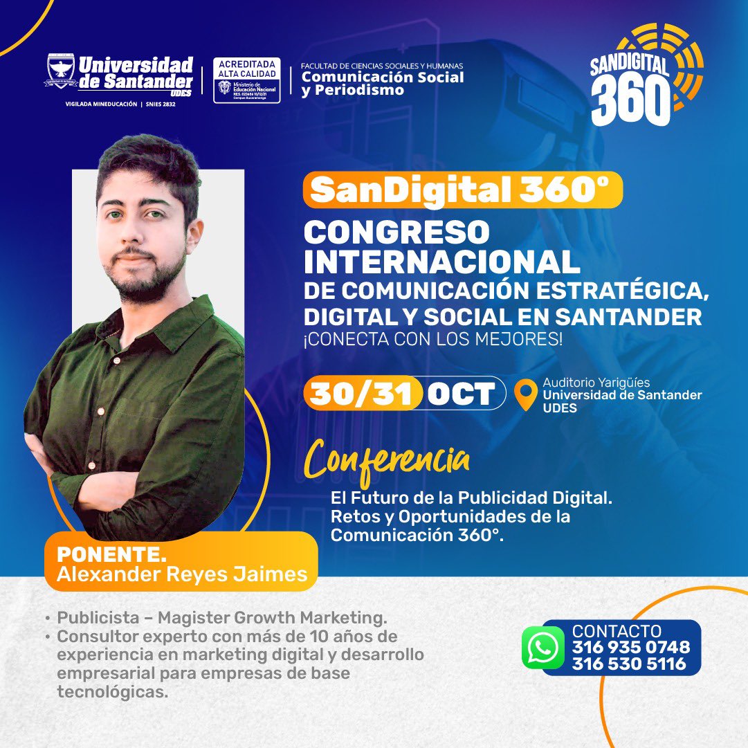 ComSocial_udes's tweet photo. 📚 A esta hora inicia el I Congreso Internacional de Comunicación Digital que realiza el Programa de Comunicación Social y Periodismo de la Universidad de Santander @udes_oficial 

#sandigital360 #congresodigital #soycomunicadorudes #udes #Bucaramanga https://t.co/ZjmLtIzWL0
