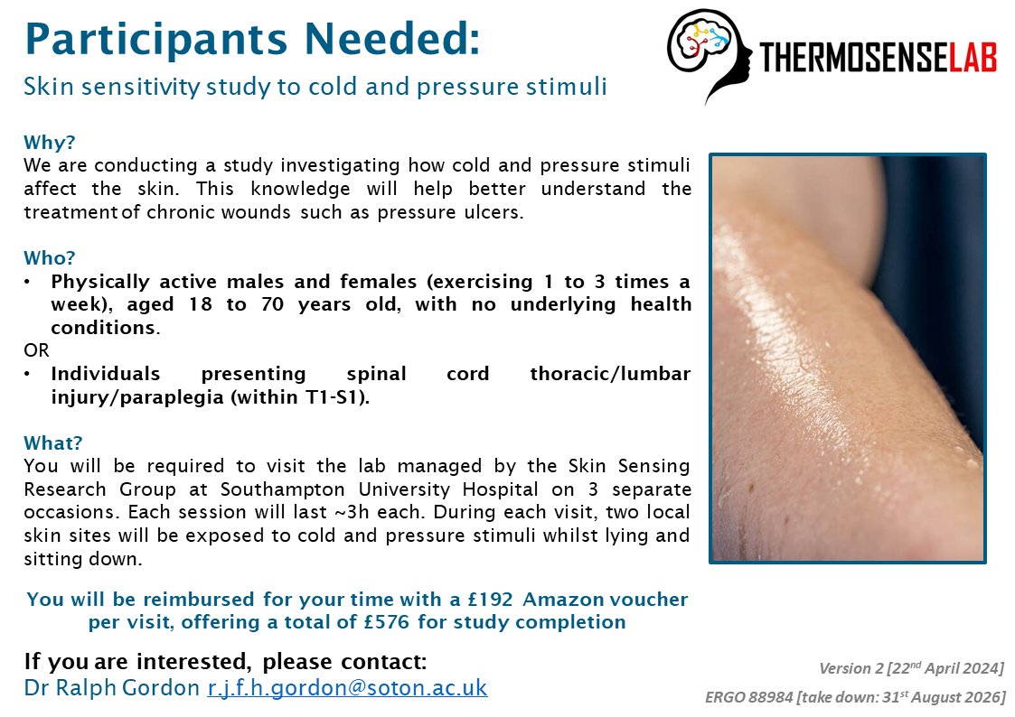 Skin Sensing Research Group (@skinsensing) on Twitter photo Please RT - We are looking for people with #spinalcordinjury to participate in an exciting new research project to help us understand how to prevent and treat #pressureulcers Contact r.j.f.h.gordon@soton.ac.uk to find out more <a href="/unisouthampton/">University of Southampton</a> Please RT - We are looking for people with #spinalcordinjury to participate in an exciting new research project to help us understand how to prevent and treat #pressureulcers Contact r.j.f.h.gordon@soton.ac.uk to find out more <a href="/unisouthampton/">University of Southampton</a>