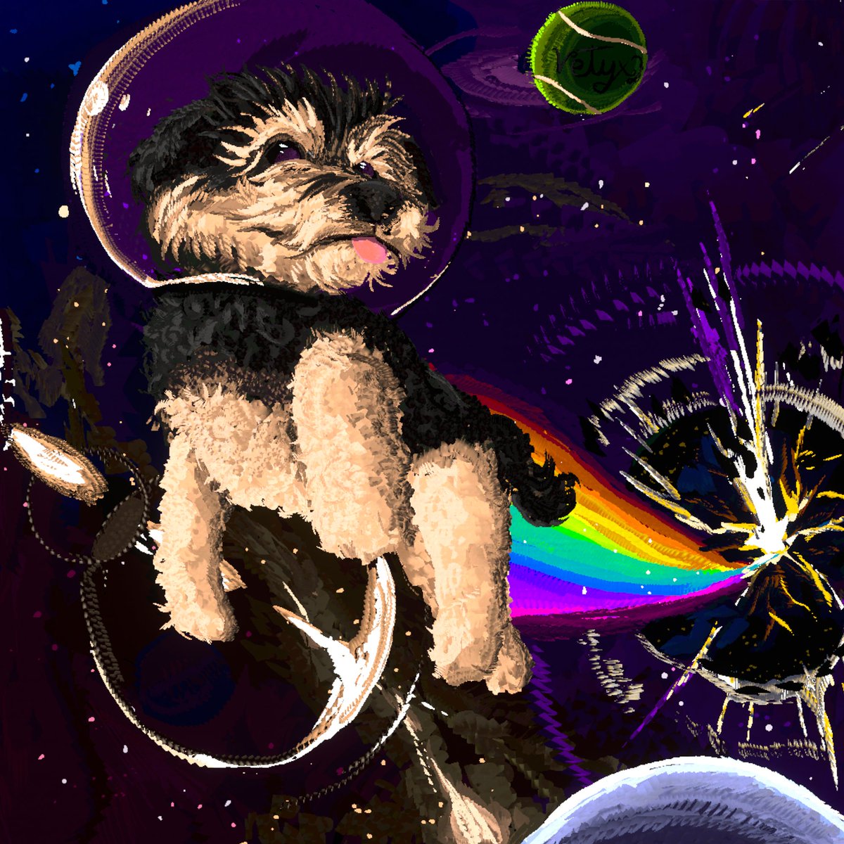 DullDummy's tweet photo. Inkyween Day 30
Rainbow
Painting of Vetyx's Dog

So someone decided to send me a picture of their dog in my raffle. You thought I was gonna skip it? Jokes on you. you show me dog! I paint the dog!
Turned out really adorable too. <3
#vrchat #art #vrartist #painting #inkyween https://t.co/OIdyANyO9c