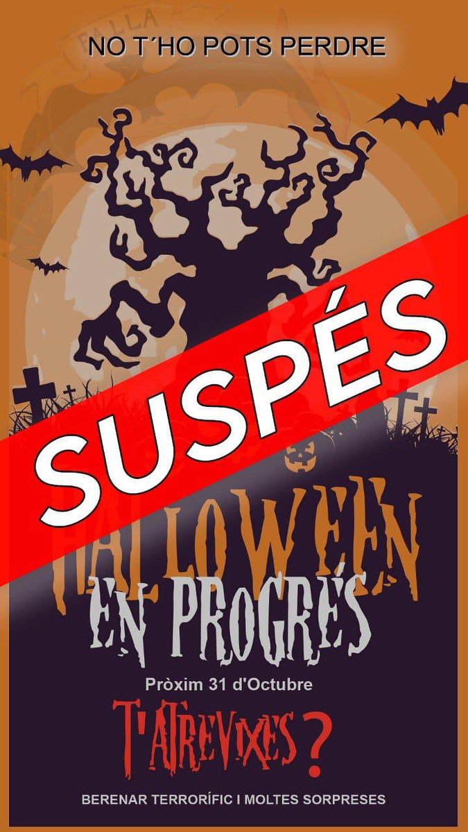Fallaprogreso's tweet photo. Per acord de la Junta Directiva, en solidaritat i respecte a les víctimes i danys patits per la DANA, queda SUSPESA la Festa de Halloween prevista per a demà dijous 31 d’octubre https://t.co/a0p1VA3X5S