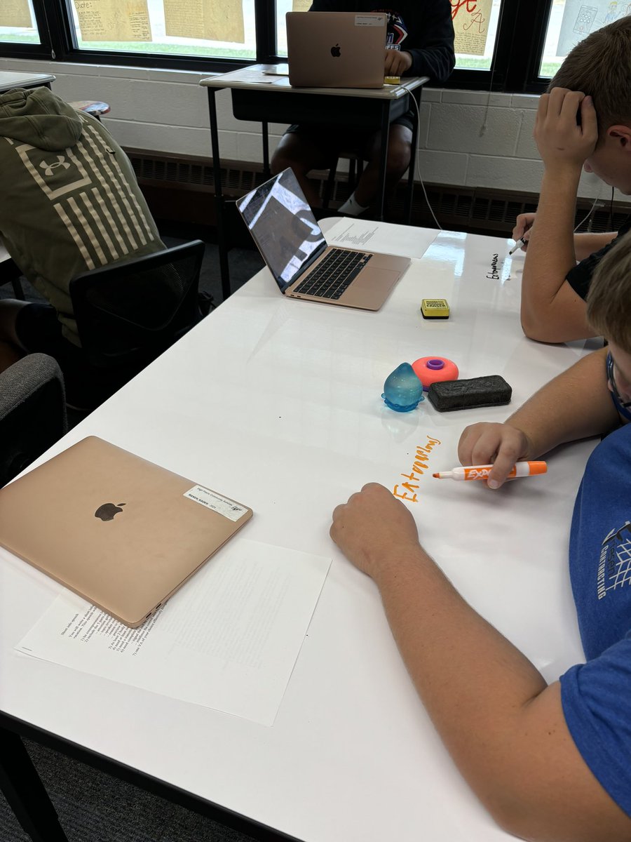 HofmannLynn's tweet photo. Students in Mrs. Hofmann’s class are told to write on their tables - quick formative assessing about effective delivery concepts in speech class. Thanks Mr Fisher for the new classroom tool for learning! @HPCSTORM https://t.co/DlJCALKFMh