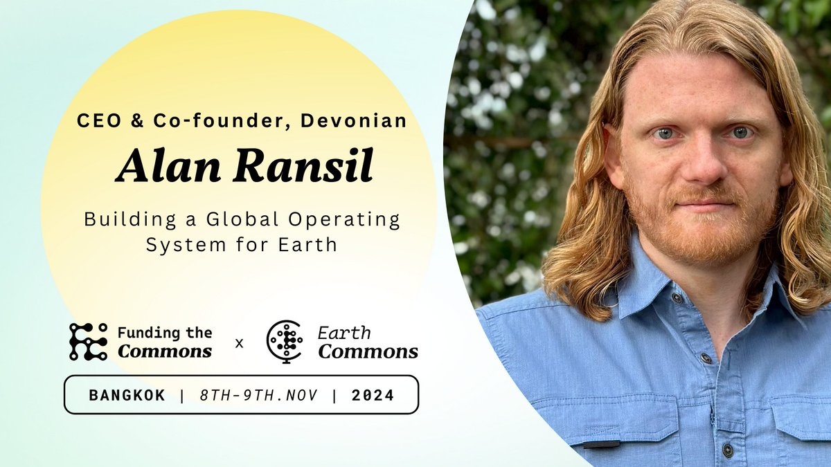 Excited to welcome <a href="/RRansil/">Red Ransil</a> from Devonian to #FtCBangkok! 🌿

His session, "Building a Global Operating System for Earth," explores how decentralized infrastructure can support planetary-scale solutions.

📅 Nov 8-9, 2024
👉 Join us: lu.ma/ftc-bangkok-20…