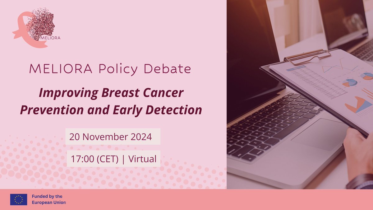 Meliora EU Horizon Project (@meliora_eu) on Twitter photo As #BreastCancerAwarenessMonth ends, our work continues! Join us Nov 20 for a virtual policy debate on sustainable prevention & early detection, hosted by MELIORA & <a href="/EHMAinfo/">European Health Management Association</a>. Speakers include MEPs <a href="/ElenaKountoura/">Έλενα Κουντουρά</a> & <a href="/nicustefanuta/">Nicu Ștefănuță</a>!
Info & registration👉 shorturl.at/PeR8c As #BreastCancerAwarenessMonth ends, our work continues! Join us Nov 20 for a virtual policy debate on sustainable prevention & early detection, hosted by MELIORA & <a href="/EHMAinfo/">European Health Management Association</a>. Speakers include MEPs <a href="/ElenaKountoura/">Έλενα Κουντουρά</a> & <a href="/nicustefanuta/">Nicu Ștefănuță</a>!
Info & registration👉 shorturl.at/PeR8c