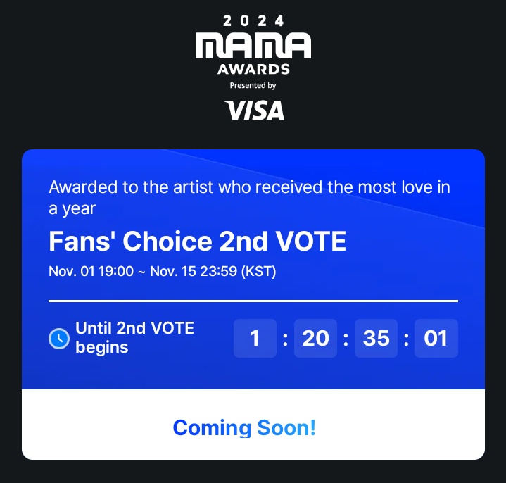 [🏆] 2024 MAMA | Fans' Choice Award 

1 day left until the final round begins! 

Let’s unite, ENGENEs! Your votes are crucial for us to win this trophy. Let's make it happen! 💪

<a href="/ENHYPEN_members/">ENHYPEN</a> <a href="/ENHYPEN/">ENHYPEN OFFICIAL</a>