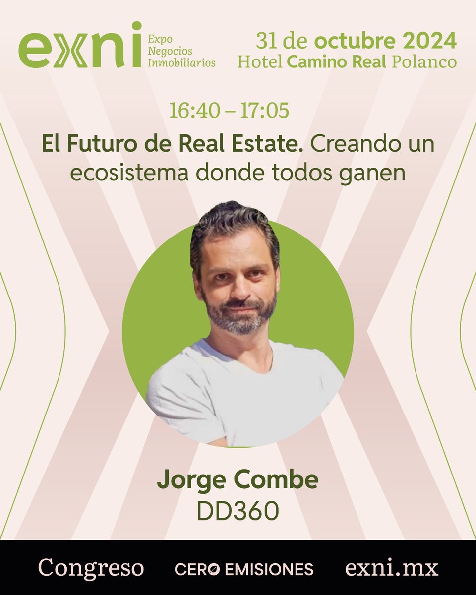 jorgecombe's tweet photo. Hoy empieza el show de Real Estate #EXNI en el Camino Real de Polanco. 

https://t.co/i9EfODZBxF

Yo presento mañana jueves a las 16:40, para hablar de todo lo que estamos haciendo en DD360, Wiggot y Monopolio para transformar la industria y hacer que todos ganemos.

Gracias a INMOBILIARE por la invitación para ser speaker en el evento. Nos vemos mañana!!