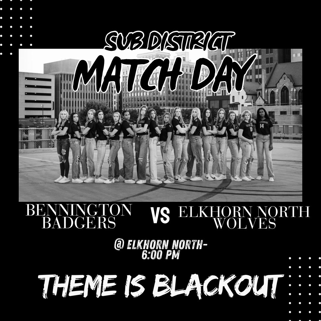 Badger fans- come out to Elkhorn North at 6:00 pm to watch us take on the Wolves! THEME IS BLACKOUT!