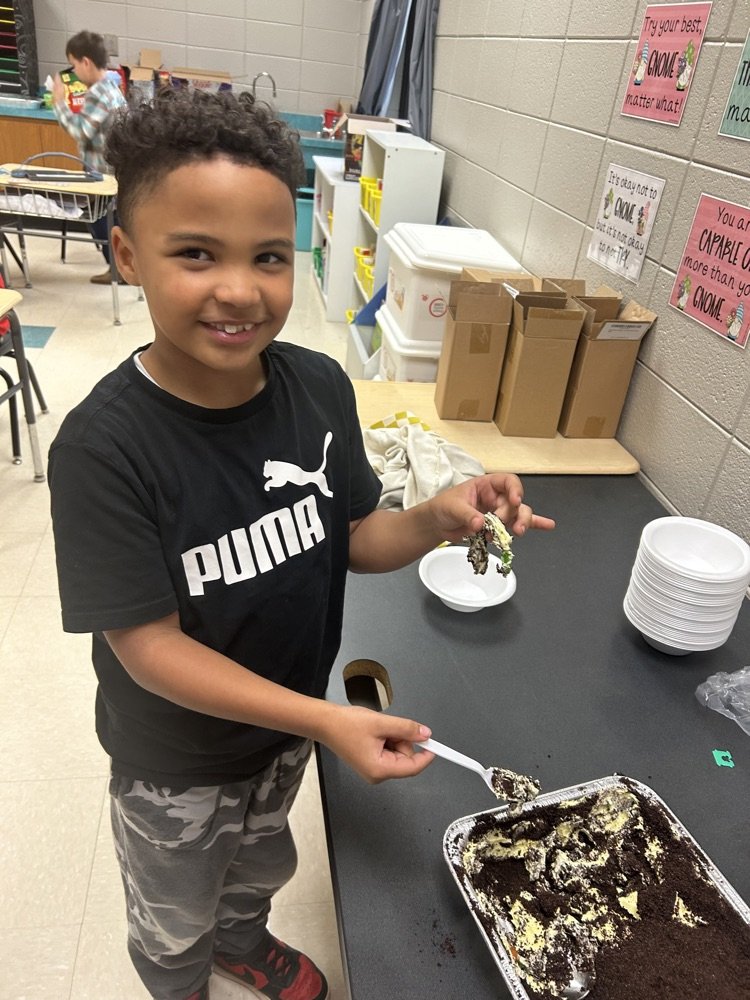 After reading “The Case of the Mummy Mystery” Mrs. Chappell's students went “digging" for worms to eat just like the characters in the story. The main character's classmates dug for the fattest, juiciest worm for him to eat because he said he’ll eat a worm for $1.