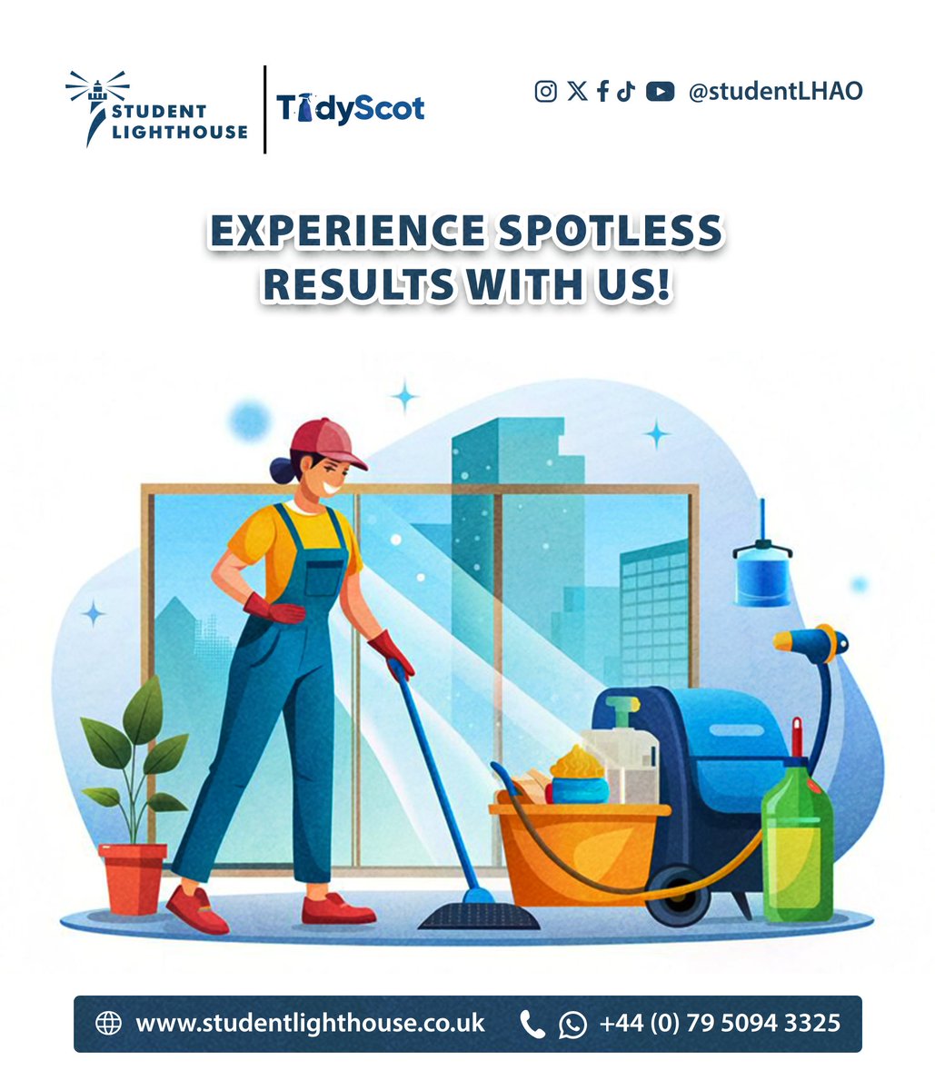 StudentLHAO's tweet photo. Experience spotless results every time with #TidyScot! Your trusted cleaning partner in Scotland. 🧽✨ #StudentLighthouse https://t.co/9FGWzhvKwH