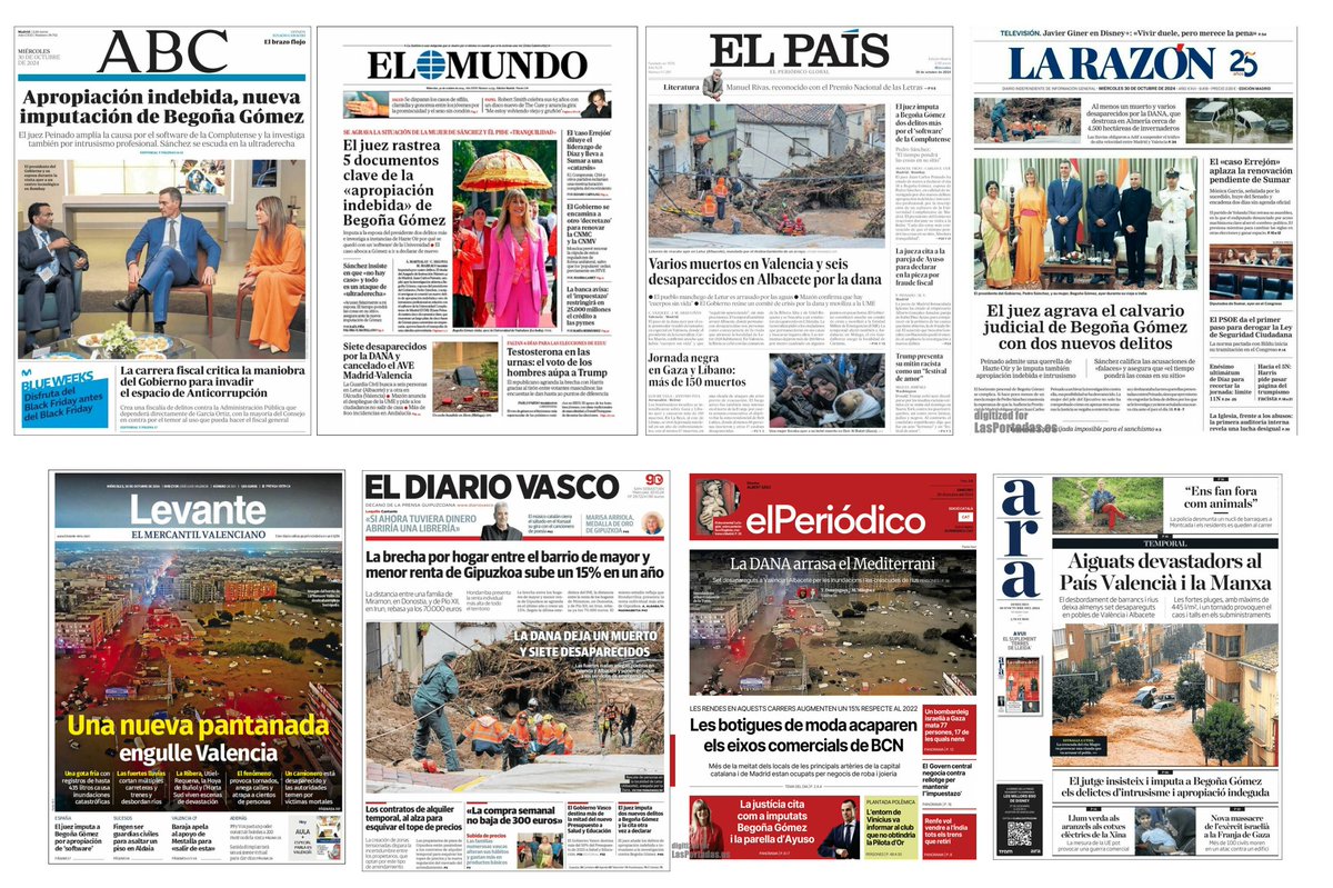 La comparació entre les portades d'avui dels diaris editats a Madrid i els editats a la "perifèria" diu moltes coses sobre l'Estat espanyol.