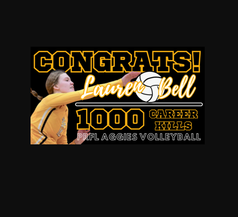 ParkRiverAggies's tweet photo. Congratulations to PRFL sophomore Lauren Bell as she hit 1,000 career kills in the volleyball game against Cavalier last night! https://t.co/tCugiL2WVt
