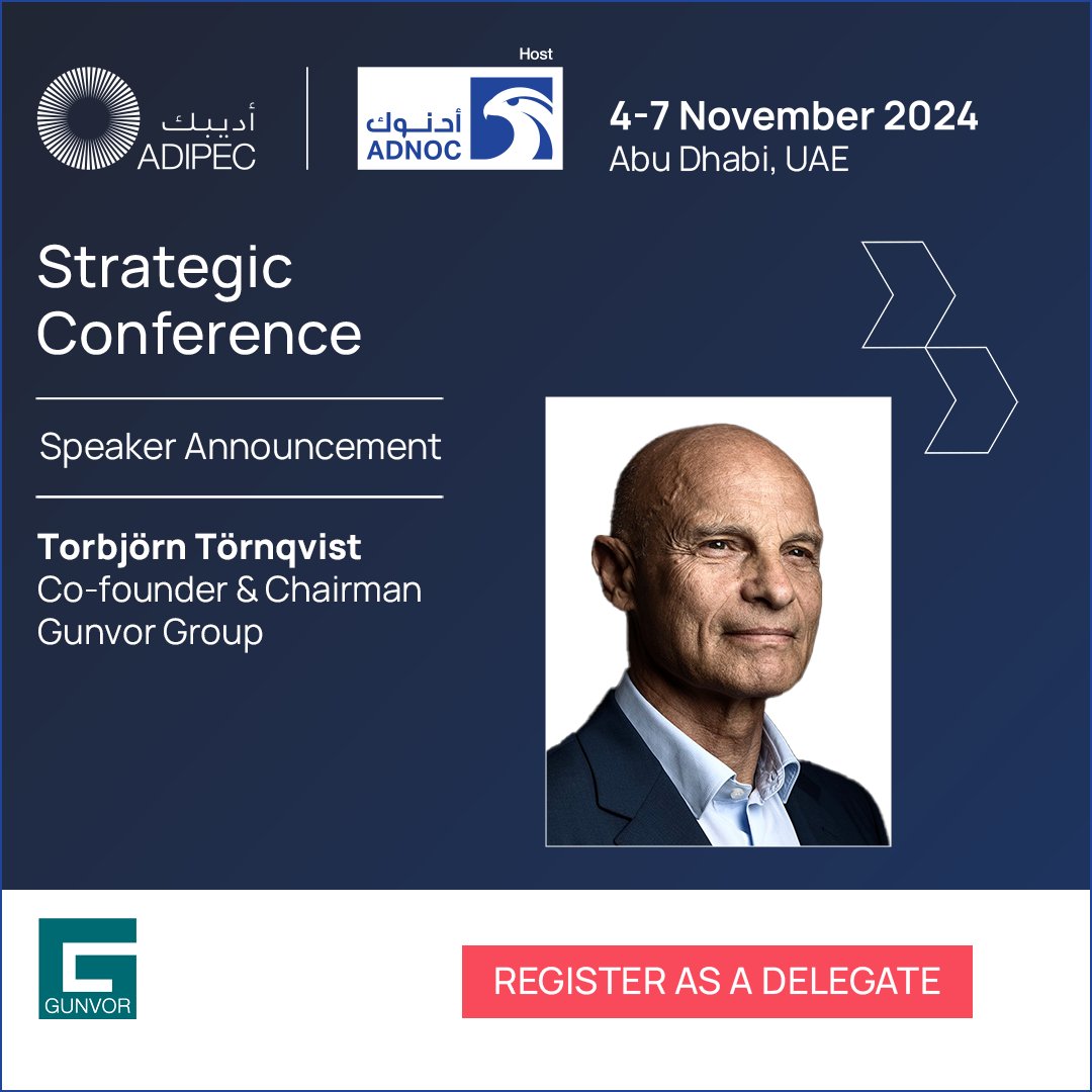 ADIPEC is pleased to welcome Torbjörn Törnqvist, Co-founder &amp; Chairman, <a href="/Gunvor/">Gunvor Group</a> Group, to the ADIPEC Strategic Conference.  

At the world’s largest energy event, CEOs, industry experts, innovators and academics will discuss the future of increasingly complex and multifaceted