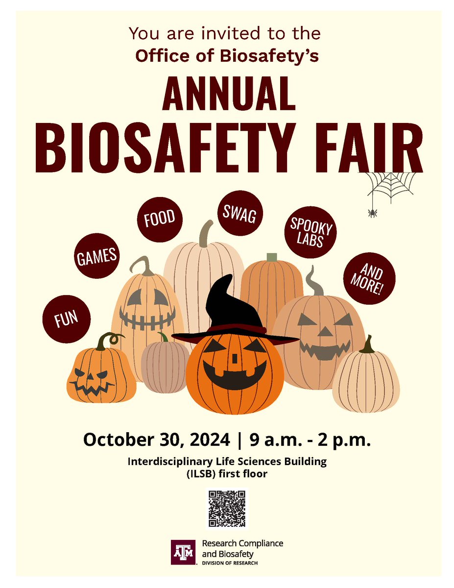 Hey, Ags! Join us today for games, food, and fun at the Biosafety Fair! We will be at ILSB until 2 p.m.