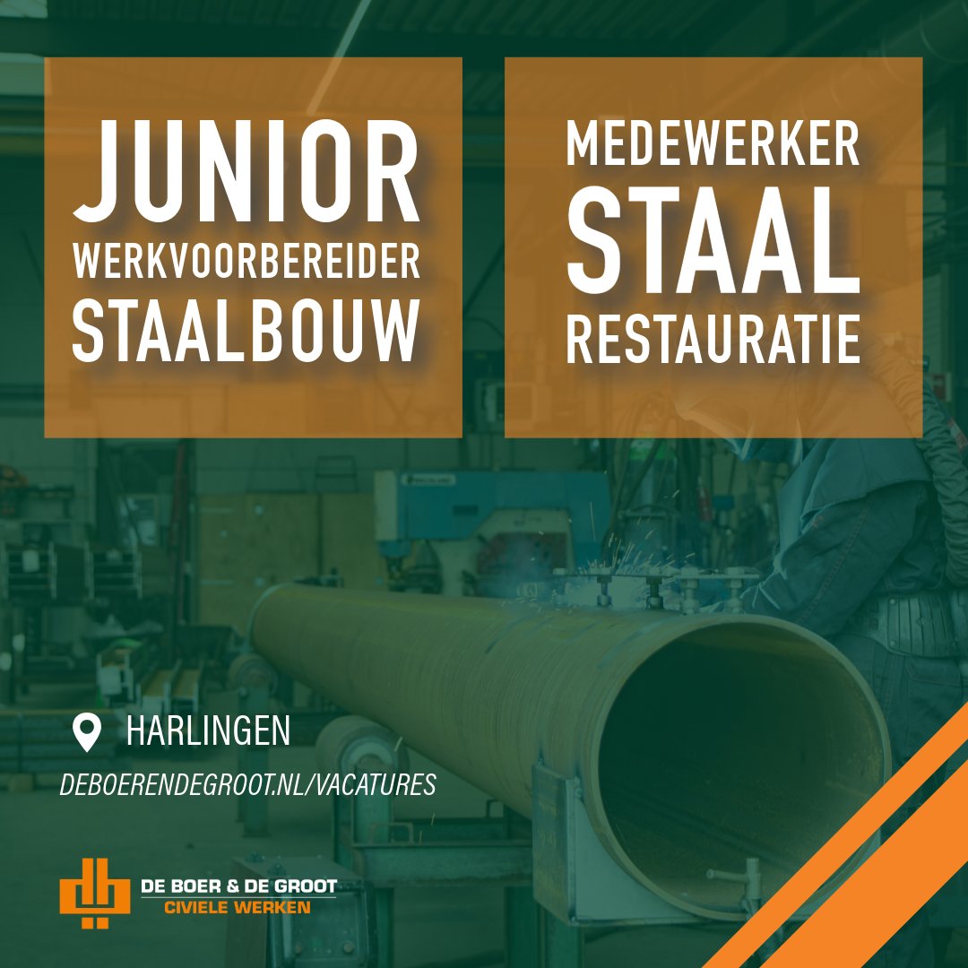 Bij ons is een hele leuke vacature ontstaan voor de functie van junior werkvoorbereider staalbouw, én we zoeken een collega voor de niet alledaagse functie van medewerker staalrestauratie! 

Meer info: deboerendegroot.nl/vacatures/regi…

#werkenbijdeboerendegroot #opdegrensvanlandenwater